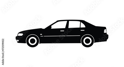 Simple black silhouette of a four door sedan vehicle design
