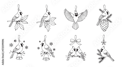 Collection of intricate bird and floral decorative ornaments silhouette