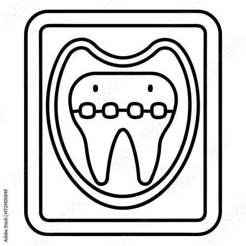 Oral X-ray Symbol Clean Line Vector