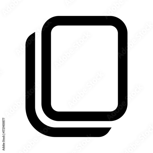 Illustration of two overlapping rounded rectangles with thick black outlines on a white background view