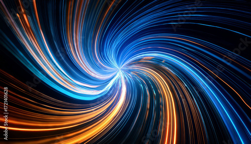 Streams Of Light Curving Around Each Other Forming A Spiral Symbolizing The Iterative Nature Of Continuous Improvement In Workstreams And Process Optimization