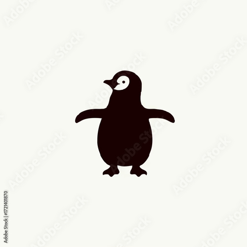 Simple Black and White Cartoon Penguin Standing

