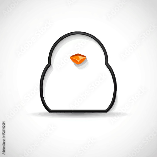 Cute Cartoon White Chick with Orange Beak on White Background

