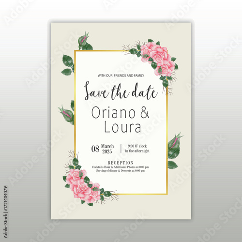 Detailed Beautiful Roses Flower Invitation Card Template Designs Vector Encapsulated PostScript