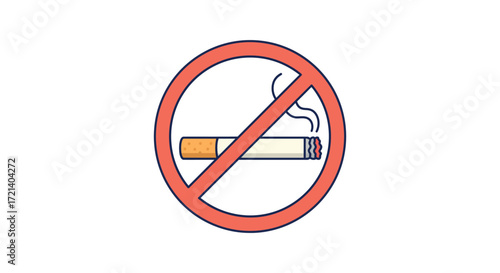 A red circle with a line through a lit cigarette indicating prohibition