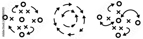 soccer strategy tactic icon set