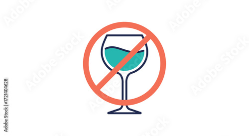 No alcohol allowed a wine glass with a prohibition symbol