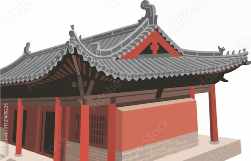 Chinese style architecture and scenery, vector graphics
