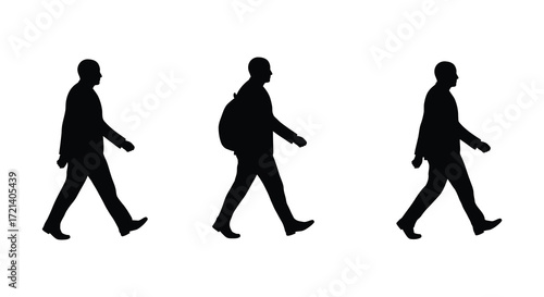Three silhouetted figures walking in a sequence representing movement and progress