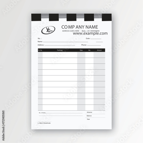 Professional Bill Book Cash Memo Premium Vector Design Illustration File