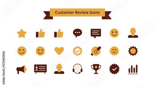 Customer feedback icons stars thumbs up and more