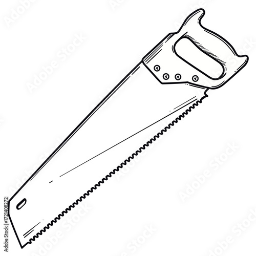 Hand saw illustration - a classic woodworking tool for DIY projects and carpentry