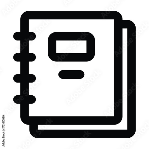 Black line minimalist illustration of a spiral notebook. Clean design, ideal for school, office, study, and writing purposes.
