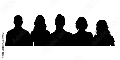 Vector characters - silhouettes. Unrecognizable portraits of women and men. Group of people.vector icon