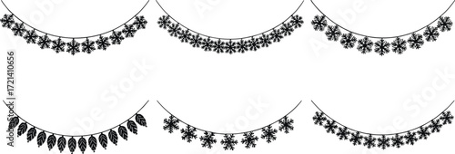 Necklace silhouette icons, floral pendant design, teardrop jewelry, ornamental chain, black vector, fashion accessory, elegant style, jewelry graphic, 