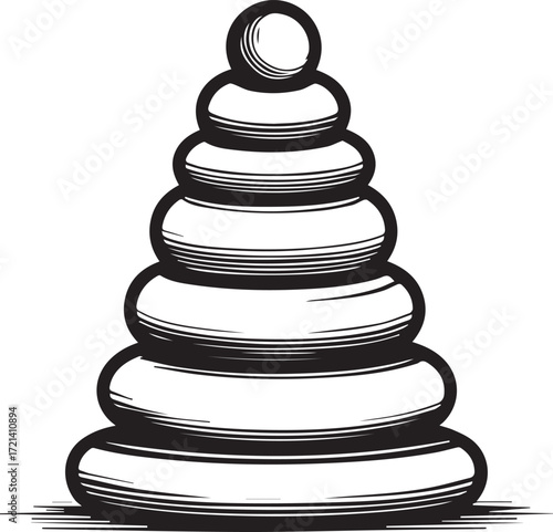 Stacking Ring Toy: A classic, intricately designed stacking ring toy. A timeless symbol of childhood learning and play, ready to spark imagination.