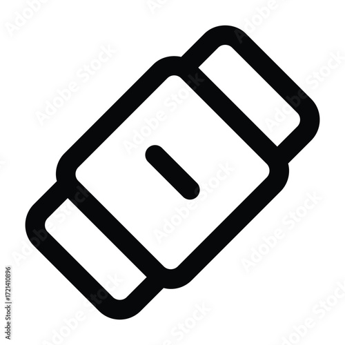 Black line illustration of an eraser. Minimal clean design, perfect for school, office, drawing, and correction themes.
