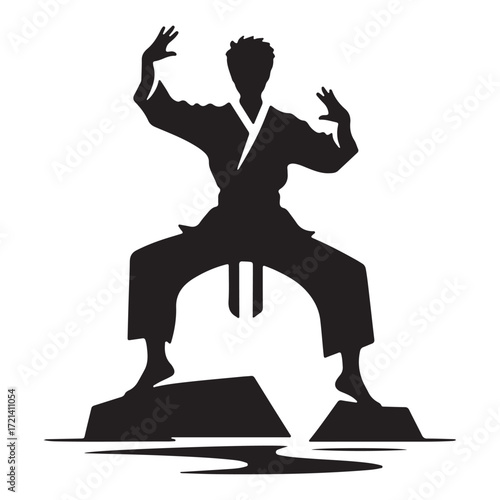 vector " Kung fu " illustration vector Design white background