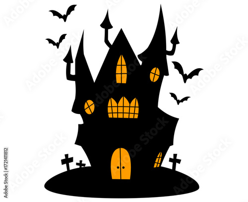 halloween castle vector illustration