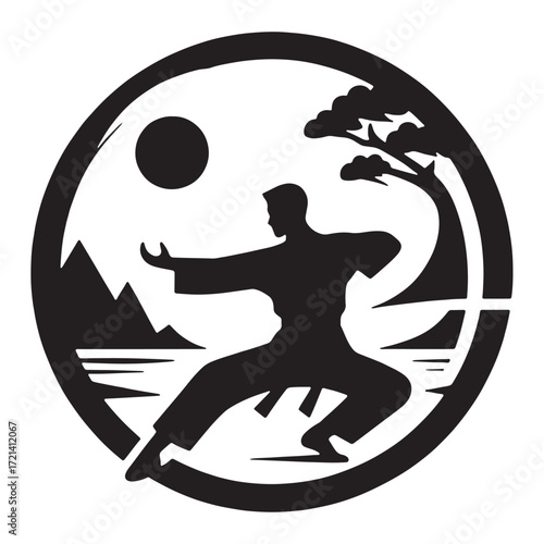 vector " Kung fu " illustration vector Design white background