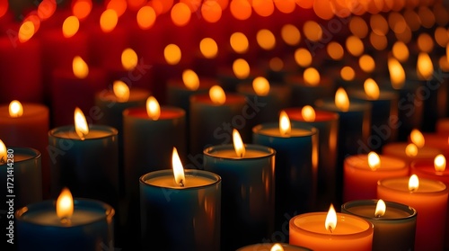 warm candle lights burning in the dark, Festive vibe