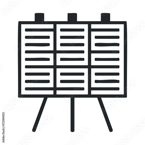 Information board for announcements and schedules in a public space. Vector illustration