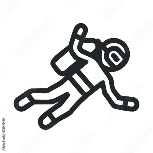 Astronaut floating in space with oxygen tank and suit design. Vector illustration