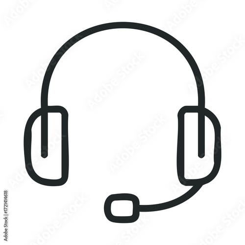 Headset with microphone for communication purpose in modern work. Vector illustration