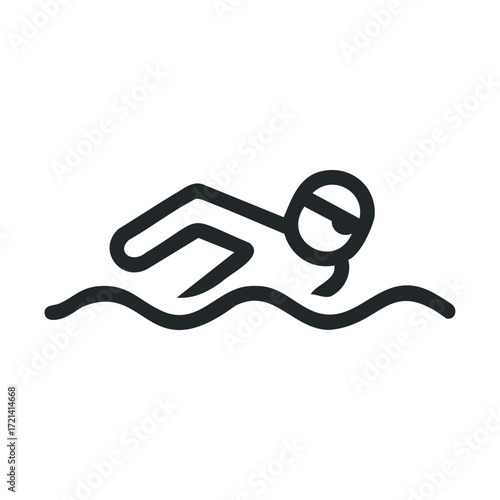 Competitive swimmer gliding through water during training session. Vector illustration