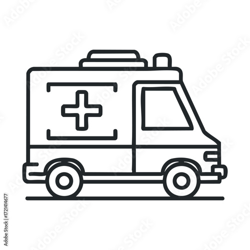 Emergency medical services vehicle in action during a rescue mission. Vector illustration