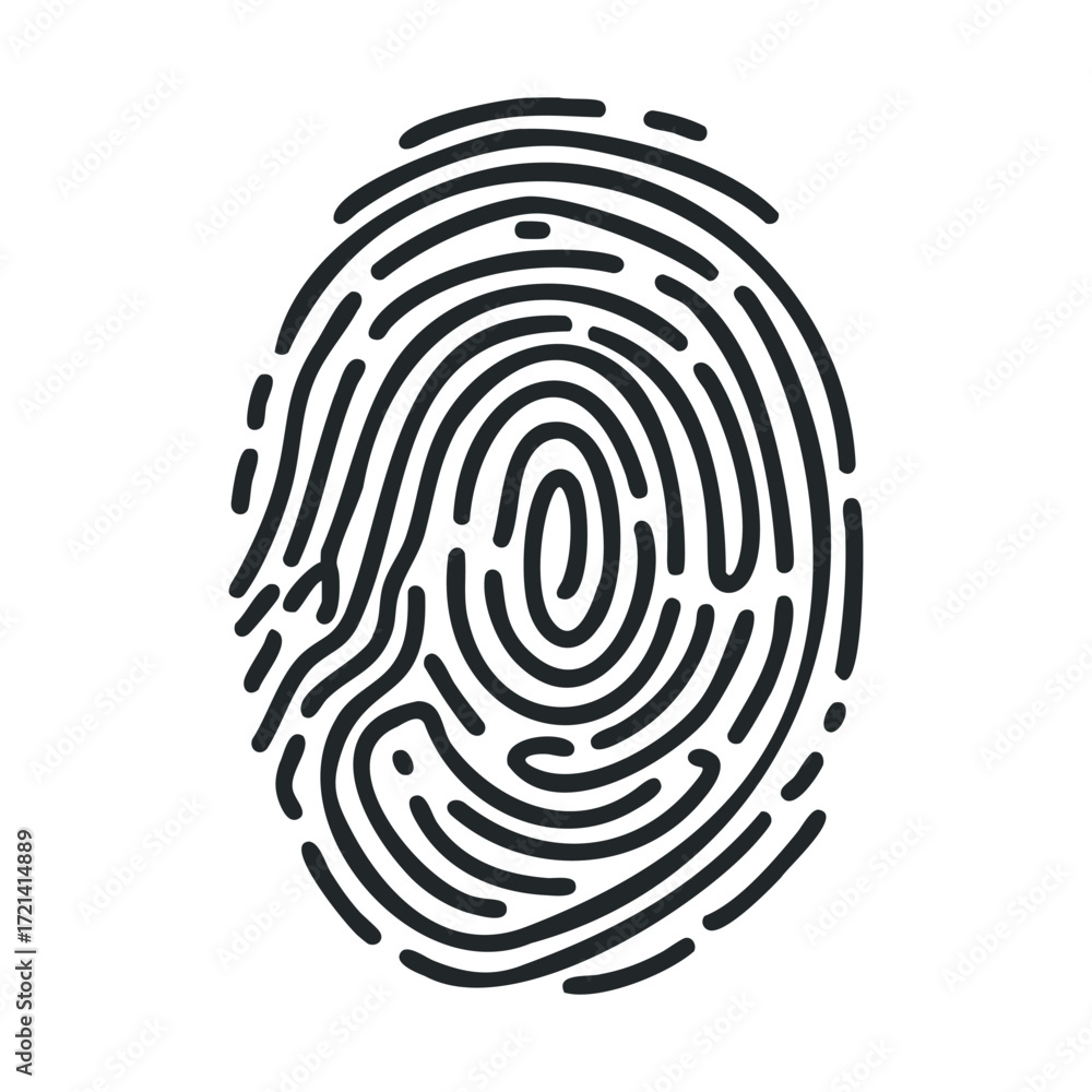 Fototapeta premium Unique fingerprint design for identity and security purposes. Vector illustration