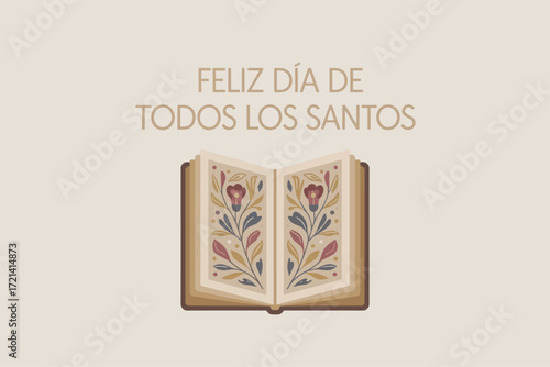 Feliz Día de Todos los Santos Book Religious Holiday Design