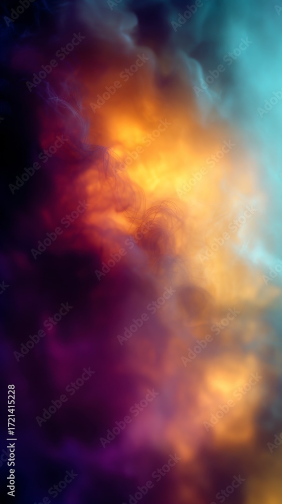 Fototapeta premium A stunning abstract nebula cloud in deep space, combining vibrant colors and luminous light to create a captivating scene. Suitable for backgrounds, creative projects, digital art, and inspiring