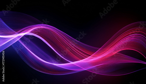 Wallpaper Mural Smooth Purple And Pink Light Waves On Dark Background N Elegant Abstract Flow Torontodigital.ca