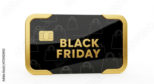 Wallpaper Mural Front View Black Friday Credit Card with Shopping Bag Pattern Isolated on White Torontodigital.ca