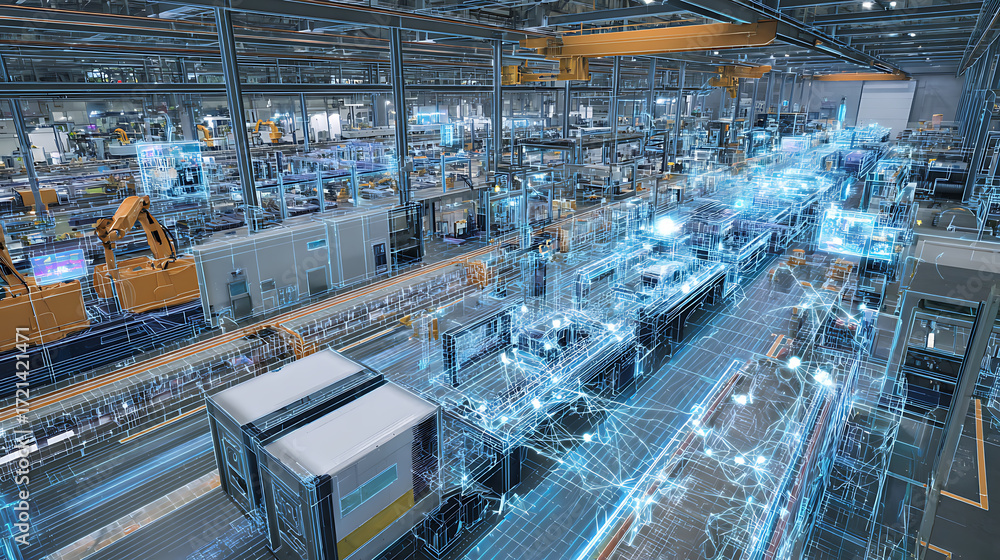 Fototapeta premium Simulating Manufacturing Processes Using Digital Twin Technology