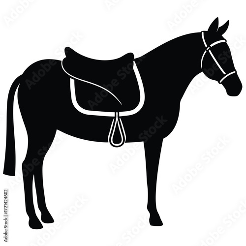 Park Ranger isolated patrol horse saddle on white background