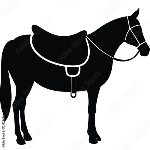 Park Ranger isolated patrol horse saddle on white background
