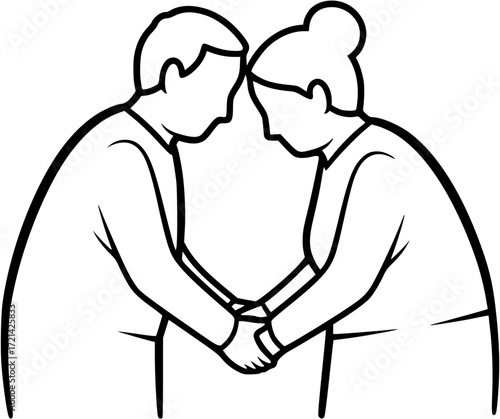 Elderly couple holding hands icon vector illustration for senior care and support concept design
