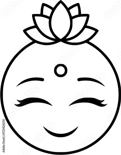 Zen emoji icon vector illustration simple design for relaxation meditation and mindfulness concept
