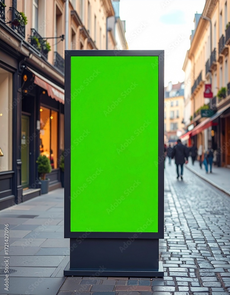 Naklejka premium Green Screen Billboard Mockup in a European City Street