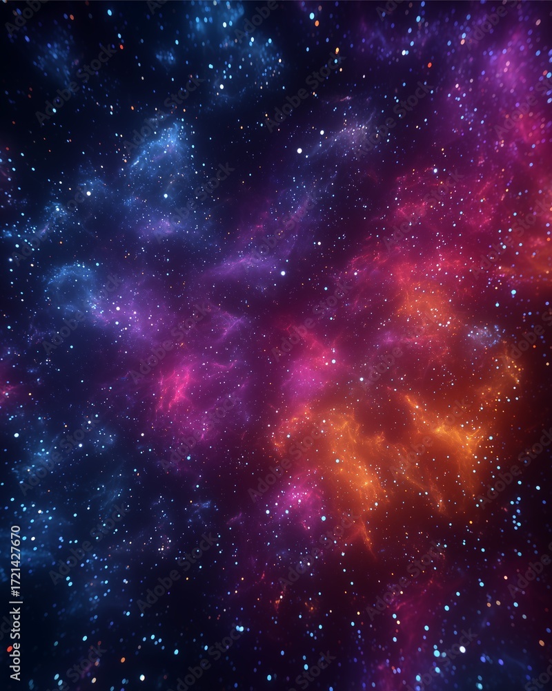 Fototapeta premium Cosmic Canvas: A vibrant canvas of stars and nebulae unfolds, a breathtaking tapestry of the universe's grandeur.