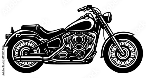 Vintage chopper style motorcycle, classic, retro, biker, cruiser, transport