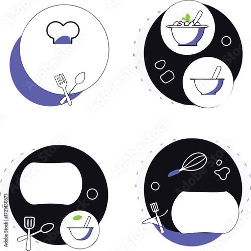 Hand drawn cooking icons collection for culinary and design projects scalable eps vector illustration