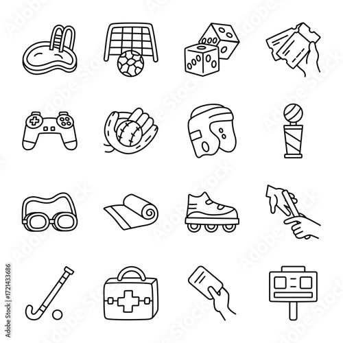 Sports doodle icon set 4