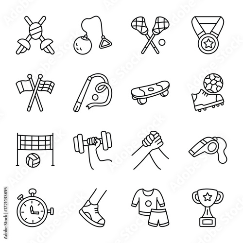 Sports doodle icon set 3