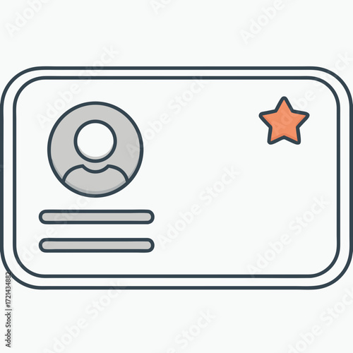 Flat lay image of a simple membership card design featuring a profile icon and star, conveying a clean and professional aesthetic