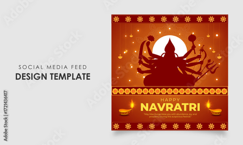 Vector illustration of Happy Navratri social media template for festive greetings and digital promotions