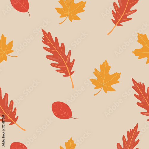 Autumn leaves seamless pattern. Vector illustration