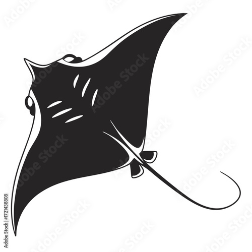 Stingray silhouette vector illustration set vector.